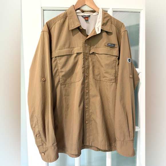 Men’s Eddie Bauer Sport Shop Long Sleeve Button Down Fishing Shirt |Large - Picture 1 of 8